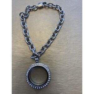 IBB stainless Steel floating treasure locket bracelet Silver tone